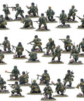 28mm German Army Veterans Infantry Platoon Plastic Miniatures For Bolt Action War Game, 30 Dope Figures in combat stances