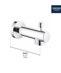 Tub Spout In Starlight Chrome With Slip Fit 1/2 In NPT, Scratch And Tarnish Resistant Finish For Lifetime Shine, Easy Install Upgrade For Modern Bathrooms No Fuss, side view showing integrated diverter