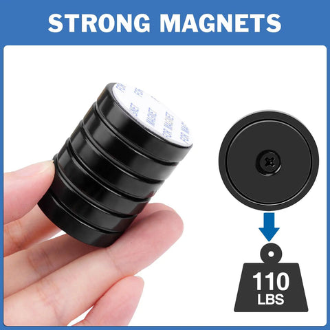 Heavy Duty Rare Earth Neodymium Cup Magnets With Adhesive Backing And Holes For Screws Wall Mount Magnetic Hold Up To 110 Lbs Plus