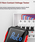 USB Rechargeable Digital Multimeter With Auto Display For Home And Pro Grade Industrial Electrical Troubleshooting, showing NCV feature.
