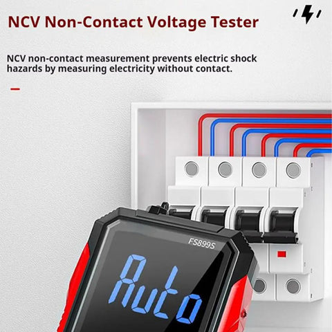 USB Rechargeable Digital Multimeter With Auto Display For Home And Pro Grade Industrial Electrical Troubleshooting, showing NCV feature.