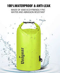 Floating Waterproof Dry Bag 2L For Kayaking Boating Fishing Swimming And Camping Go To Gear Lightweight 500D PVC Yellow in action.