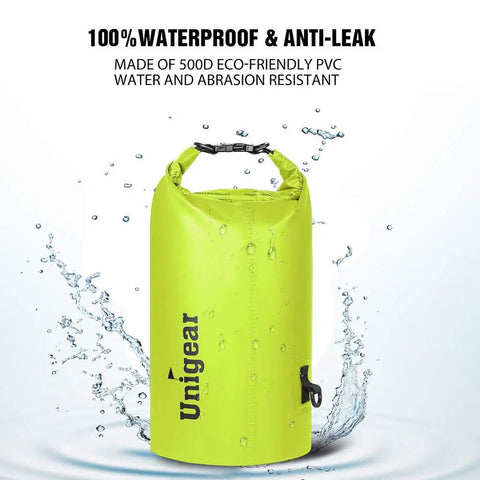 Floating Waterproof Dry Bag 2L For Kayaking Boating Fishing Swimming And Camping Go To Gear Lightweight 500D PVC Yellow in action.