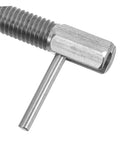 Close-up of a Tough Retractable Plunger Pin With Spring Return Knurled Handle Stainless Steel Indexing Safety Latch.