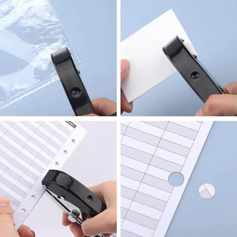 8mm Heavy Duty Hole Punch Set with Countersink Drill and Wrench punching photo paper, PVC cards, and sheets, black steel body