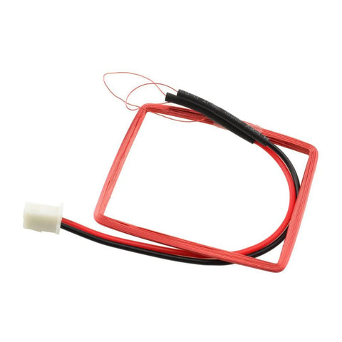 RDM6300 125kHz RFID Card Read Module with EM4100 Support for Arduino and UART serial output, red external antenna visible