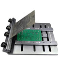 Upgraded Mini CNC Solder Paste Stencil Printer with Dual Sided PCB Fixture and Laser Etched Scales, PCB on bed