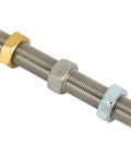 Stainless Steel Dual Thread Linkage Adjuster for Control Arms 3/4-16 RH LH Threads 5.5 Inch Overall Length 2.5 Inch Travel Per Side, shown with lock nuts