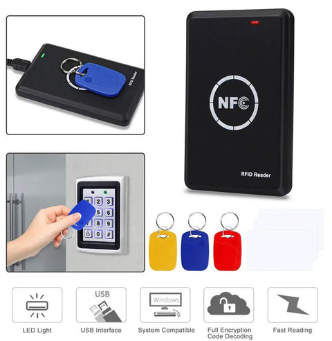 RFID And NFC Duplicator Kit For Easy Card Cloning With 125KHz Key Fob Copier And 13.56MHz Encrypted Programmer, USB interface.