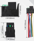 Dimensions of 12V 3 Way Fuse Relay Kit with 5 Pin SPDT 40A Heavy Duty 12 AWG Copper Wires for cars, trucks, marine, boats, and jeeps.