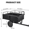 Heavy Duty ATV UTV Dump Trailer Built Tough With 750 Pound Capacity Steel Utility Cart dimensions image