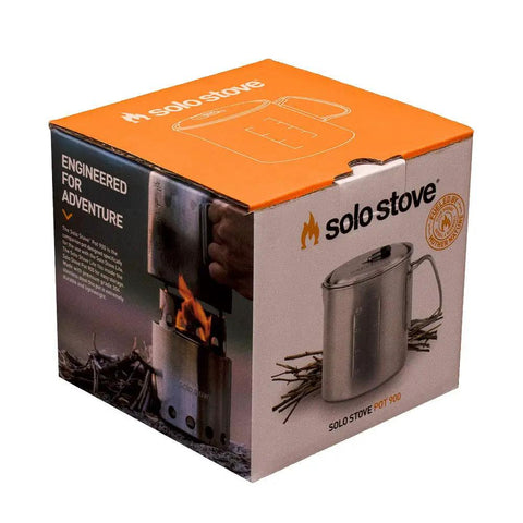 Box of 900 Series Backpacking Pot Lightweight Stainless Steel Camping Pot With Pour Spout, Volume Markings, Foldable Handles And Tight Lid