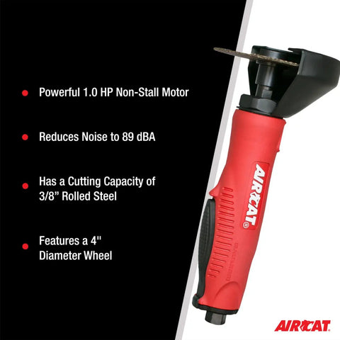 Silencing Tech 1 HP 14,000 RPM 4 Inch Composite Cut Off Tool With Ergonomic Handle Ultra Quiet 89 dBA Pneumatic Power Tool