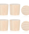 Six Pack 2 Inch Wine Barrel Cork Plugs Tapered Whiskey Bourbon Barrel Bung Stoppers Large Wood Cork Stoppers For Wine Beer Bottles DIY Crafts Easy Seal And Reuse displayed with conical design.