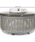Killer Electric Salad Spinner With Six Liter Capacity And Rapid Spin Motor Plus Splash Guard Drain Basket showing 6L transparent bowl.