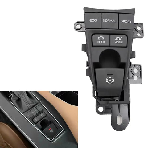 Slick Electronic Parking Brake Switch Built With Eco Sport And Ev Mode Buttons, black ABS switch panel for Toyota and Volvo.