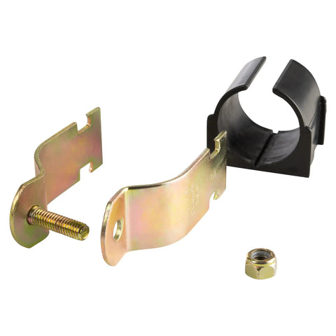 Heavy Duty Rubber Cushion Strut Clamp With Yellow Zinc Finish Three Quarter Inch CTS Ten Pack USA Made components shown disassembled
