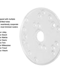 Clear Universal Router Sub Base Plate With Centering Pin And Mounting Screws For Trim Routers, 164mm diameter, acrylic with pre-drilled holes.