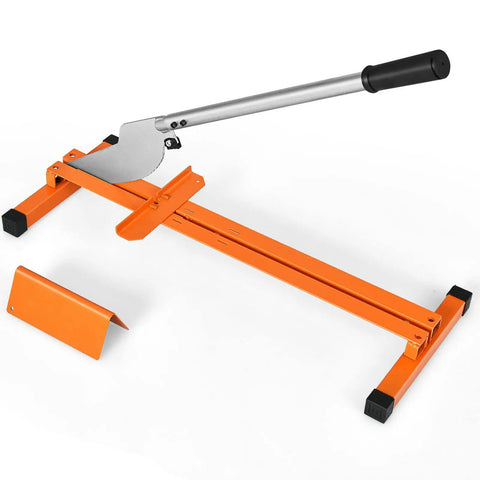 No Sweat Laminate Floor Cutter With Badass Leverage Handle, orange metal cutter, manual tool for 8 to 12 inch wood planks.