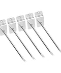Heavy Duty 25 Pack 6 Inch 15 cm Slat Wall Hooks Chrome Finish for Retail Displays angled view