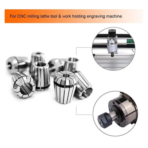 Top Tier 1 Pcs High Precision Er Spring Collet Chuck For CNC Router Mill Machine Lathe Tooling Grip Clamping System With Secure Hold Low Runout, various sizes shown.