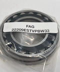 Heavy Duty Spherical Roller Bearing 22209ES TVPB W33 in packaging, measures 45x85x23mm, designed for heavy industrial use.