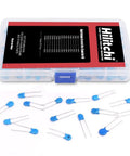 High Voltage DIP Ceramic Capacitor Kit 3KV Range 100pF To 10000pF 15 Values 150 Pieces in Reusable Storage Case Blue Caps