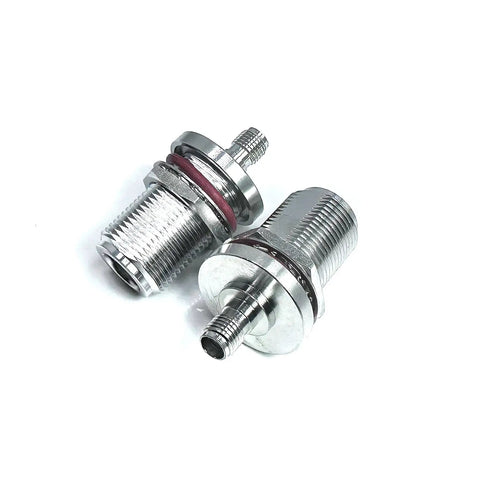 2 Pack SMA Female To N Female Bulkhead RF Coaxial Adapters Nickel Plated 50 Ohm Rugged Connectors for RF Testing Projects