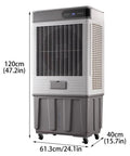 Portable Evaporative Air Cooler With Dual Water Tank And Three Fan Speeds For Bedroom And Home Office Featuring A Twelve Hour Timer, 120cm tall.