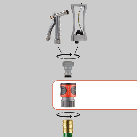 Five Eighth Inch And One Half Inch Quick Connect Starter Set For Garden Hose Fittings And Connectors Easy Snap For Sprinklers