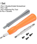 44Piece Ring Doorbell Screwdriver Replacement Kit Must Have With Double Ended Magnetic Bits T6 T15 Phillips Slotted Includes Opening Pry Tool Orange Handle All In One Pro Grade Set For Ring Video Doorbell Password Reset And Easy Home Repairs - full kit with orange and gray tools and screws