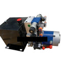 Brushed Power Unit For DC 12v 24v Stacker Electric Forklift Double Acting Hydraulic Oil Pump, durable black metal with hydraulic components.