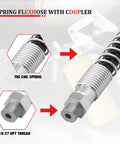 Close-up of Go To 20 Inch Heavy Duty High Pressure Grease Gun Hose Kit With 10000 PSI Nylon Flex Hose One Eighth NPT Threads Coupler Universal