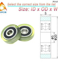 Heavy Duty PU Vending Machine Bearing Roller Polyurethane Pulley Fits 6mm Bore 22mm Diameter Deep Groove Ball Hardware with dimensions.