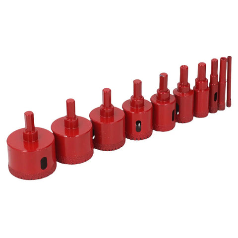 Ultimate Sonew 10 Piece Hole Saw Tile Drill Bits Kit For Ceramic Marble Glass Coring With Hard Synthetic Coating And Heavy Duty Steel Shank For Tough Jobs, red diamond hole saw bits