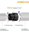 5 Inch To 4 Inch Dust Collection Reducer Fitting Black ABS Plastic Seamless Main Line To Branch Line Connection with hoses