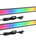Two RGB Wall Washer Lights 42W RGBCW Smart App Controlled Waterproof LED Light Bars with power cords.