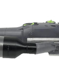 Side view of 27mm Port Dust Collection Hose Adapter for Two And A Half Inch Hose attached to Festool Domino tool