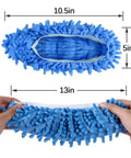 Ultra Soft Microfiber Mop Slippers 5 Pairs 10 Pieces Washable Reusable Floor Cleaning Shoes Covers No Sweat Easy Clean Chenille Foot Socks Eleven By Four Point Seven Inches Adjustable Color Purple Green Pink Blue Orange showcasing blue chenille texture