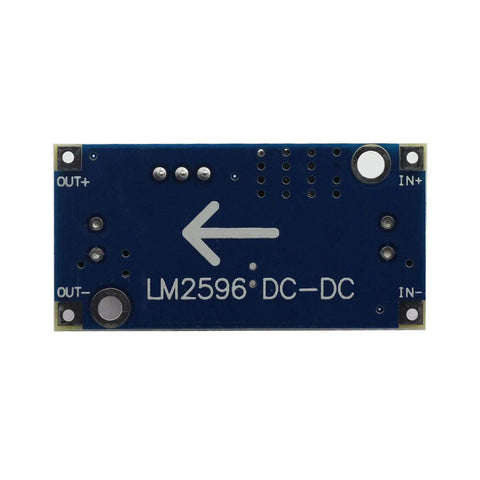 Back view of Two Pack DC-DC Buck Converter Power Modules With 3A Adjustable Step-Down LM2596 Regulator Converts 24V Down To 12V 5V 3V LED