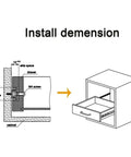 Install dimension illustration for Rock Solid Side Mounted Ball Bearing Drawer Slides Smoother Than Silk Full Extension Metal Runners.