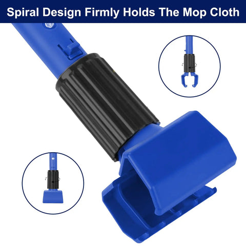 Badass Heavy Duty Commercial Mop Handle 57.5 Inch Extended Pole upgrade jaw clamp securely holds mop cloth for efficient cleaning.