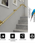 Modern Wrought Iron Handrail Telescopic Grab Bar Wall Mount Adjustable Safety Rail Indoor Outdoor Stair Support For Elderly Kids, gold finish.