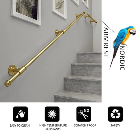 Rock-Solid Wrought Iron Handrail Adjustable 12 To 47 Inch Grip Safety Grab Bar Wall Mount Sturdy Rail on stylish staircase.