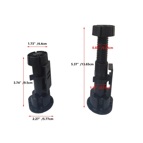 Beefed-Up Black Cabinet Leveler Legs Set 12 Pack Each Leg Supports 330 Lb Adjustable From 3 7/8 In To 5 3/8 In size comparison