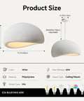 Bennyes Wabi Sabi Pendant Light 19.7 in White Modern Pendant Lights 3 Color Adjustable LED Bulb Include Japanese Ceiling Fixture size details