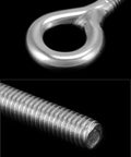 Close-up of M8 Eye Bolts Set Heavy Duty Shoulder Lifting Eyebolts, stainless steel with threaded section, for rigging and lifting applications.