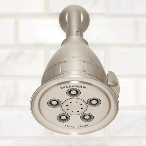 Boss Level High Pressure Shower Head With Filter 2.5 GPM Anystream Adjustable Spray Brushed Nickel Finish