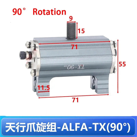 Front view of Heavy Duty Pneumatic Gripper Cylinder With Mechanical Arm Clamp For Single Or Double Water Clip Base And 90 Degree Rotation