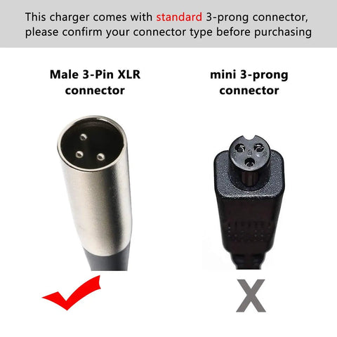 36W 24V DC Electric Scooter Charger With 3 Pin XLR Connector For EZip 400 450 500 750 And Trailz Electric Bikes 100 240V AC Input With Overcurrent Overvoltage And Short Circuit Protection